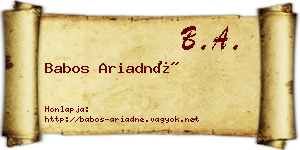 Babos Ariadné névjegykártya